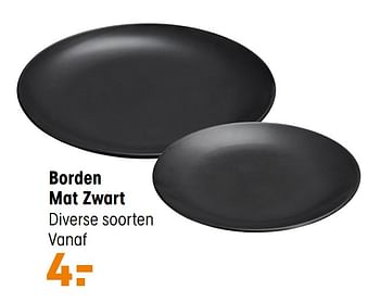 Aanbiedingen Borden mat zwart - Huismerk - Kwantum - Geldig van 15/02/2021 tot 28/02/2021 bij Kwantum