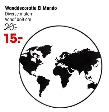 Aanbiedingen Wanddecoratie el mundo - Huismerk - Kwantum - Geldig van 15/02/2021 tot 28/02/2021 bij Kwantum