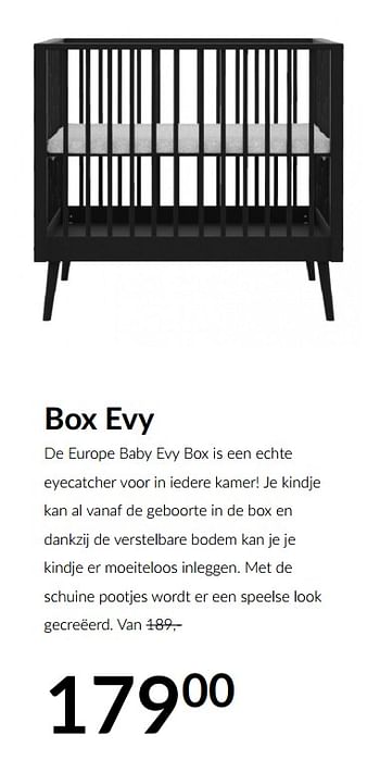 Aanbiedingen Box evy - Europe baby - Geldig van 16/02/2021 tot 15/03/2021 bij Babypark