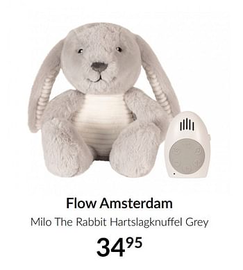 Aanbiedingen Flow amsterdam milo the rabbit hartslagknuffel grey - Flow Amsterdam - Geldig van 16/02/2021 tot 15/03/2021 bij Babypark