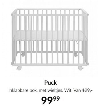 Aanbiedingen Puck inklapbare box, met wieltjes wit - Puck - Geldig van 16/02/2021 tot 15/03/2021 bij Babypark