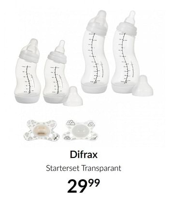Aanbiedingen Difrax starterset transparant - Difrax - Geldig van 16/02/2021 tot 15/03/2021 bij Babypark