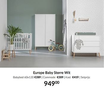 Aanbiedingen Europe baby sterre wit - Europe baby - Geldig van 16/02/2021 tot 15/03/2021 bij Babypark
