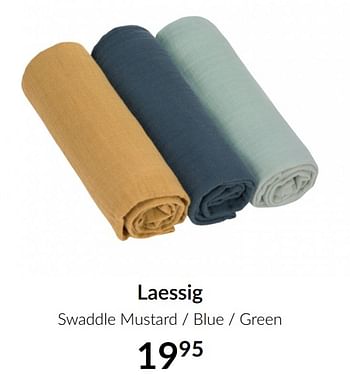 Aanbiedingen Laessig swaddle mustard - blue - green - Lassig - Geldig van 16/02/2021 tot 15/03/2021 bij Babypark
