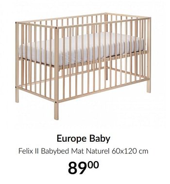 Aanbiedingen Europe baby felix ii babybed mat naturel - Europe baby - Geldig van 16/02/2021 tot 15/03/2021 bij Babypark