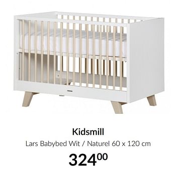 Aanbiedingen Kidsmill lars babybed wit - naturel - Kidsmill - Geldig van 16/02/2021 tot 15/03/2021 bij Babypark