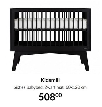 Aanbiedingen Kidsmill sixties babybed zwart mat - Kidsmill - Geldig van 16/02/2021 tot 15/03/2021 bij Babypark
