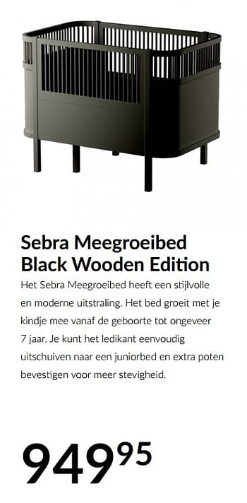 Aanbiedingen Sebra meegroeibed black wooden edition - Sebra - Geldig van 16/02/2021 tot 15/03/2021 bij Babypark