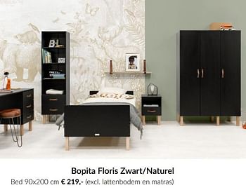 Aanbiedingen Bopita floris zwart-naturel bed - Bopita - Geldig van 16/02/2021 tot 15/03/2021 bij Babypark
