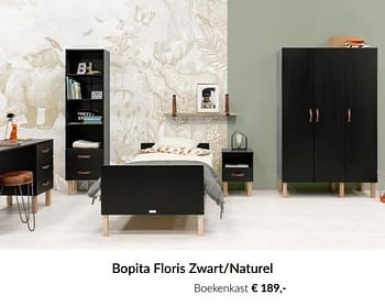 Aanbiedingen Bopita floris zwart-naturel boekenkast - Bopita - Geldig van 16/02/2021 tot 15/03/2021 bij Babypark