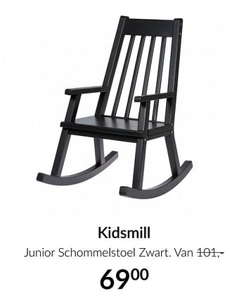 Aanbiedingen Kidsmill junior schommelstoel zwart - Kidsmill - Geldig van 16/02/2021 tot 15/03/2021 bij Babypark