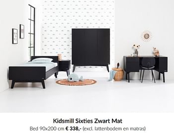 Aanbiedingen Kidsmill sixties zwart mat bed - Kidsmill - Geldig van 16/02/2021 tot 15/03/2021 bij Babypark