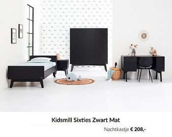 Aanbiedingen Kidsmill sixties zwart mat nachtkastje - Kidsmill - Geldig van 16/02/2021 tot 15/03/2021 bij Babypark