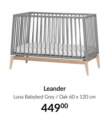 Aanbiedingen Leander luna babybed grey - oak - Leander - Geldig van 16/02/2021 tot 15/03/2021 bij Babypark