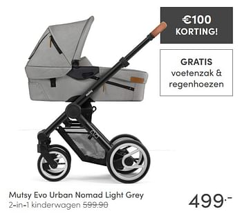 Aanbiedingen Mutsy evo urban nomad light grey 2-in-1 kinderwagen - Mutsy - Geldig van 21/02/2021 tot 27/02/2021 bij Baby & Tiener Megastore