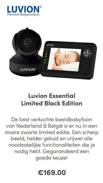 Aanbiedingen Luvion essential limited black edition - Luvion - Geldig van 21/02/2021 tot 27/02/2021 bij Baby & Tiener Megastore