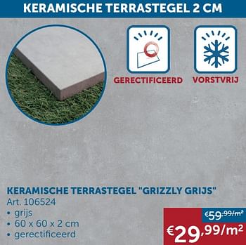 Aanbiedingen Keramische terrastegel grizzly grijs - Geldig van 02/03/2021 tot 29/03/2021 bij Zelfbouwmarkt