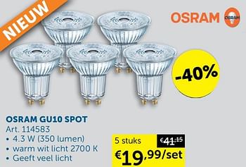 Aanbiedingen Osram gu10 spot - Osram - Geldig van 02/03/2021 tot 29/03/2021 bij Zelfbouwmarkt