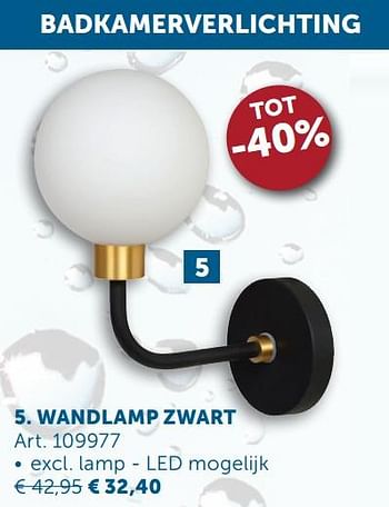 Aanbiedingen Wandlamp zwart - Geldig van 02/03/2021 tot 29/03/2021 bij Zelfbouwmarkt