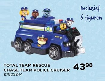 Aanbiedingen Total team rescue chase team police cruiser - PAW  PATROL - Geldig van 23/02/2021 tot 23/03/2021 bij Supra Bazar