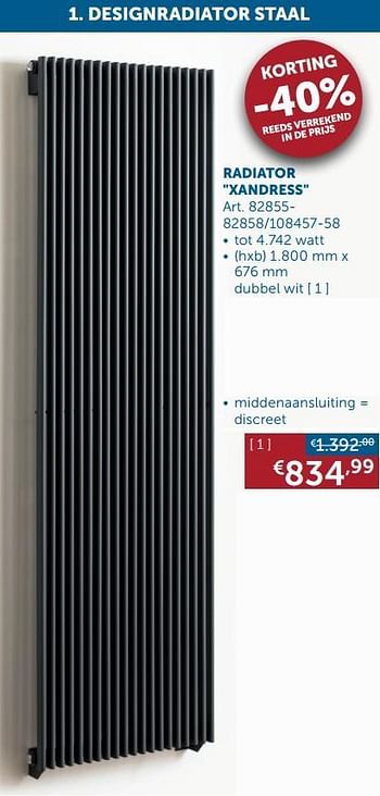 Aanbiedingen Designradiatoren staal radiator xandress - Beauheat - Geldig van 02/03/2021 tot 29/03/2021 bij Zelfbouwmarkt