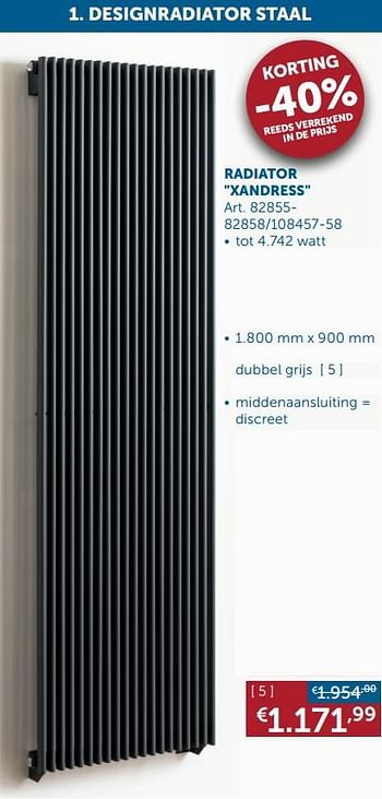 Aanbiedingen Designradiatoren staal radiator xandress - Beauheat - Geldig van 02/03/2021 tot 29/03/2021 bij Zelfbouwmarkt
