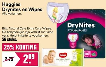 Aanbiedingen Huggies natural care extra care wipes - Huggies - Geldig van 24/02/2021 tot 13/03/2021 bij De Online Drogist