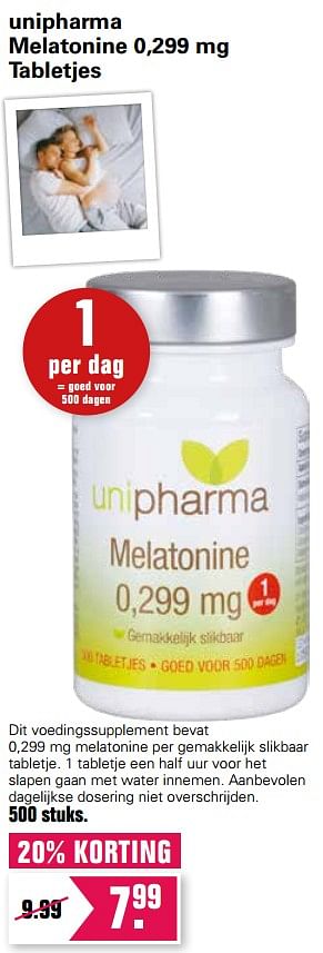 Aanbiedingen Unipharma melatonine - Unipharma - Geldig van 24/02/2021 tot 13/03/2021 bij De Online Drogist