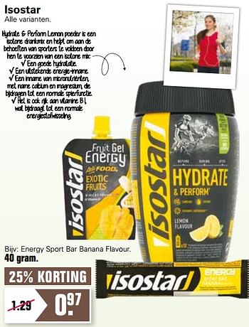 Aanbiedingen Isostar energy sport bar banana flavour - Isostar - Geldig van 24/02/2021 tot 13/03/2021 bij De Online Drogist
