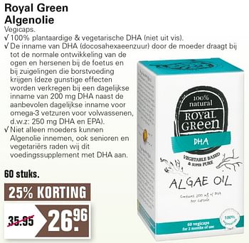 Aanbiedingen Royal green algenolie - Royal Green - Geldig van 24/02/2021 tot 13/03/2021 bij De Online Drogist