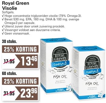 Aanbiedingen Royal green visolie - Royal Green - Geldig van 24/02/2021 tot 13/03/2021 bij De Online Drogist