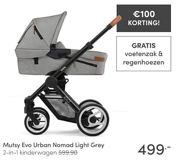 Aanbiedingen Mutsy evo urban nomad light grey 2-in-1 kinderwagen - Mutsy - Geldig van 28/02/2021 tot 06/03/2021 bij Baby & Tiener Megastore