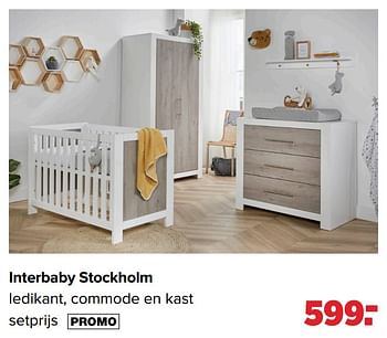 Aanbiedingen Interbaby stockholm ledikant, commode en kast - Interbaby - Geldig van 01/03/2021 tot 20/03/2021 bij Baby-Dump