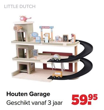 Aanbiedingen Houten garage geschikt vanaf 3 jaar - Little Dutch - Geldig van 01/03/2021 tot 20/03/2021 bij Baby-Dump