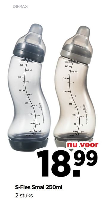 Aanbiedingen S-fles smal - Difrax - Geldig van 01/03/2021 tot 20/03/2021 bij Baby-Dump