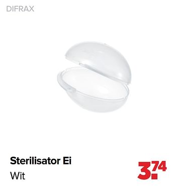 Aanbiedingen Sterilisator ei wit - Difrax - Geldig van 01/03/2021 tot 20/03/2021 bij Baby-Dump