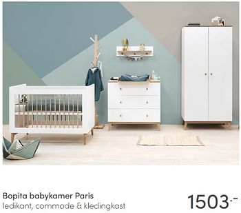 Aanbiedingen Bopita babykamer paris ledikant, commode + kledingkast - Bopita - Geldig van 07/03/2021 tot 13/03/2021 bij Baby & Tiener Megastore