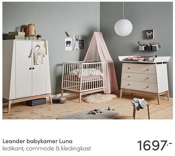 Aanbiedingen Leander babykamer luna ledikant, commode + kledingkast - Leander - Geldig van 07/03/2021 tot 13/03/2021 bij Baby & Tiener Megastore