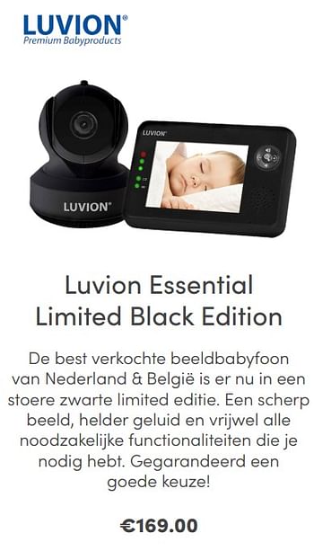 Aanbiedingen Luvion essential limited black edition - Luvion - Geldig van 07/03/2021 tot 13/03/2021 bij Baby & Tiener Megastore