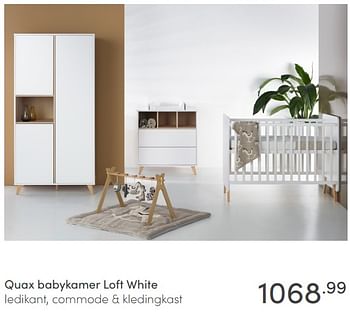 Aanbiedingen Quax babykamer loft white ledikant, commode + kledingkast - Quax - Geldig van 07/03/2021 tot 13/03/2021 bij Baby & Tiener Megastore
