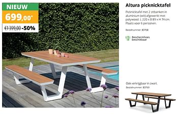 Aanbiedingen Altura picknicktafel - Huismerk - Exterioo - Geldig van 01/02/2021 tot 30/09/2021 bij Exterioo