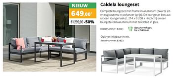Aanbiedingen Caldela loungeset - Huismerk - Exterioo - Geldig van 01/02/2021 tot 30/09/2021 bij Exterioo