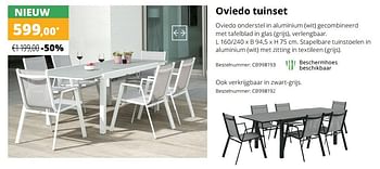Aanbiedingen Oviedo tuinset - Huismerk - Exterioo - Geldig van 01/02/2021 tot 30/09/2021 bij Exterioo