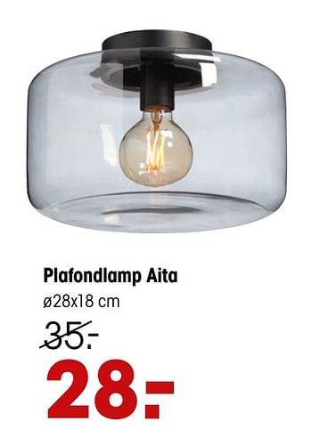 Aanbiedingen Plafondlamp aita - Huismerk - Kwantum - Geldig van 15/03/2021 tot 28/03/2021 bij Kwantum