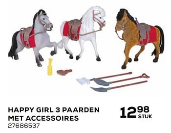 Aanbiedingen Happy girl 3 paarden met accessoires - Happy Girl - Geldig van 16/03/2021 tot 20/04/2021 bij Supra Bazar