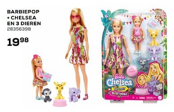 Aanbiedingen Barbiepop + chelsea en 3 dieren - Mattel - Geldig van 16/03/2021 tot 20/04/2021 bij Supra Bazar