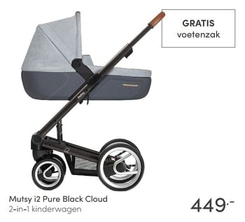 Aanbiedingen Mutsy i2 pure black cloud 2-in-1 kinderwagen - Mutsy - Geldig van 14/03/2021 tot 20/03/2021 bij Baby & Tiener Megastore