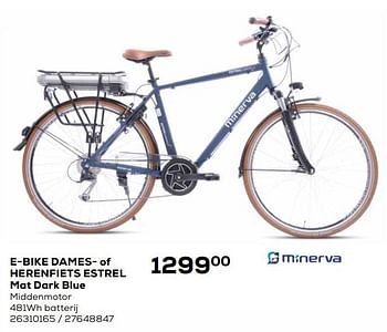 Aanbiedingen Estrel e-bike damesfiets matt dark blue - Minerva - Geldig van 16/03/2021 tot 20/04/2021 bij Supra Bazar