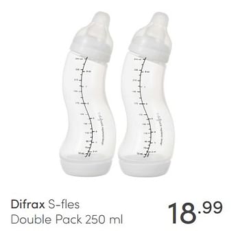 Aanbiedingen Difrax s-fles double pack - Difrax - Geldig van 14/03/2021 tot 20/03/2021 bij Baby & Tiener Megastore
