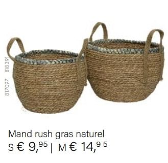 Aanbiedingen Mand rush gras naturel - Huismerk - Multi Bazar - Geldig van 14/03/2021 tot 31/05/2021 bij Multi Bazar